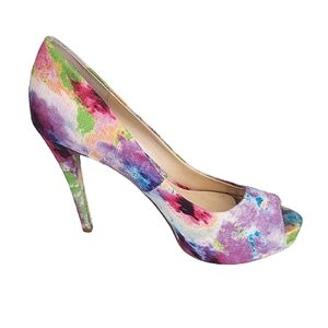 Guess Watercolor Peep Toe Stiletto Heels 7.5M